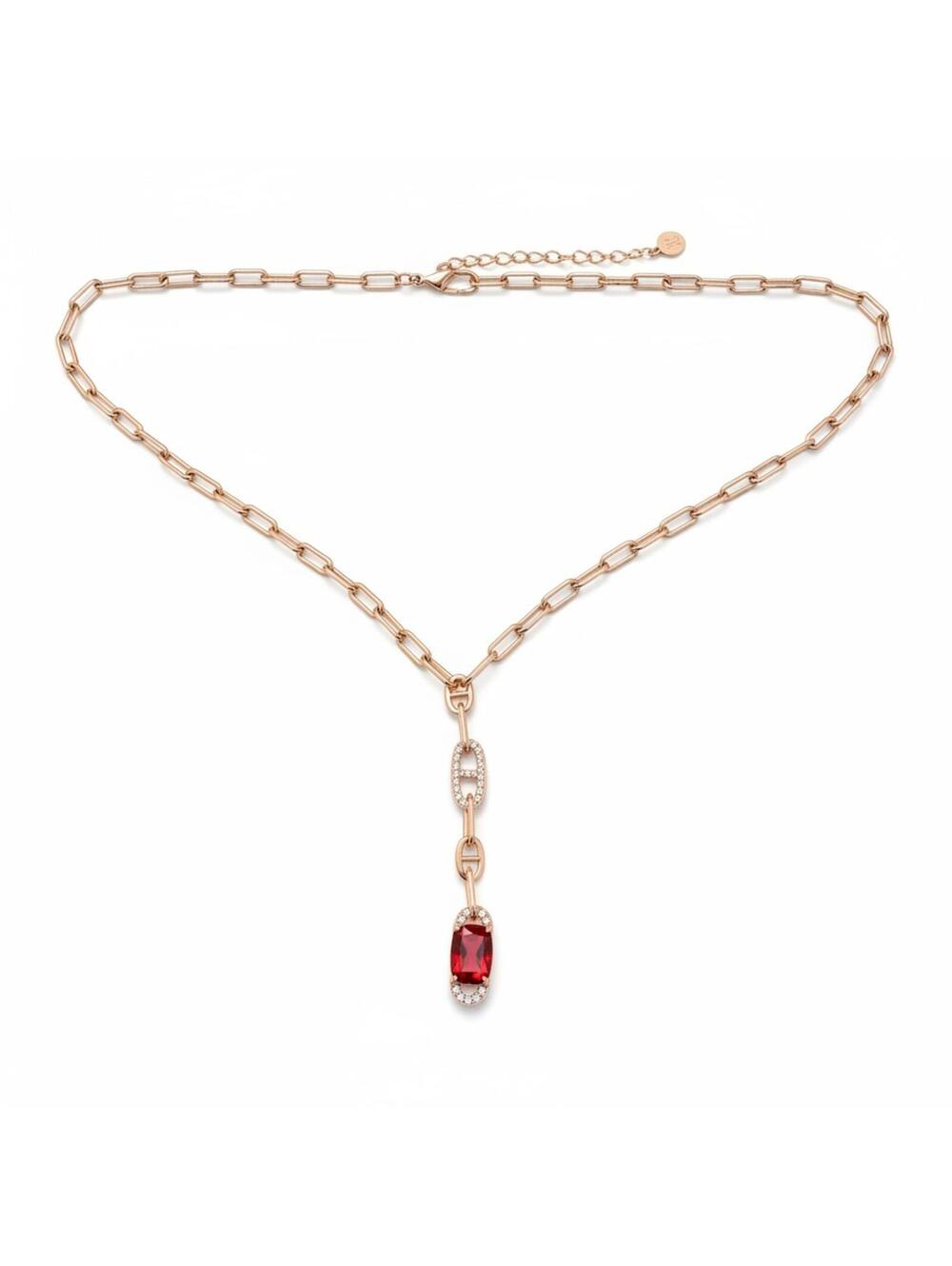 Bomb Party July Ruby Rose Gold Dazzling Heartfelt Desire Lariat Y Necklace